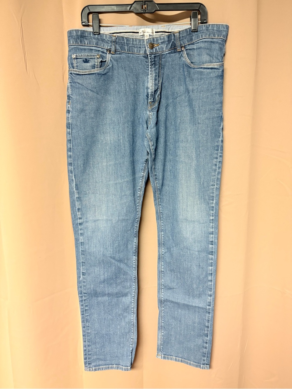 Peter Millar Crown Crafted Jeans Mens Size 36x32 Blue Light Washed Standard Fit